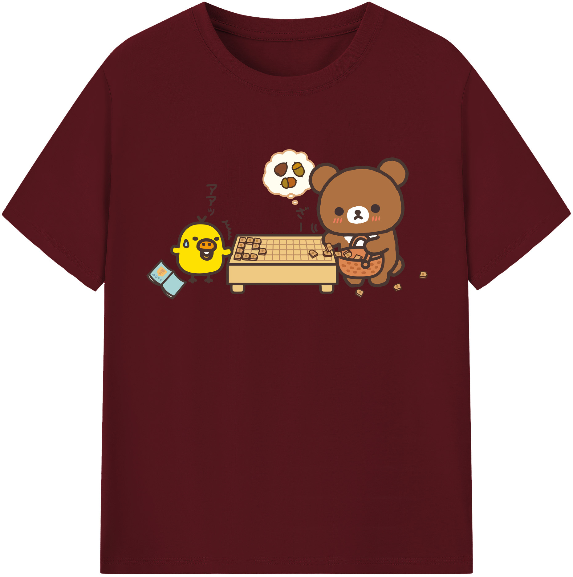 （画像用） リラックマ リラックマ キイロイトリ Rilakkuma Korilakkuma Kiiroitori 綿100％半袖Tシャツ（フロントプリント）